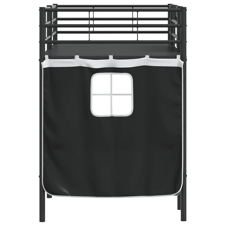 Kids'loftseng med gardiner Sort 75 x 190 cm