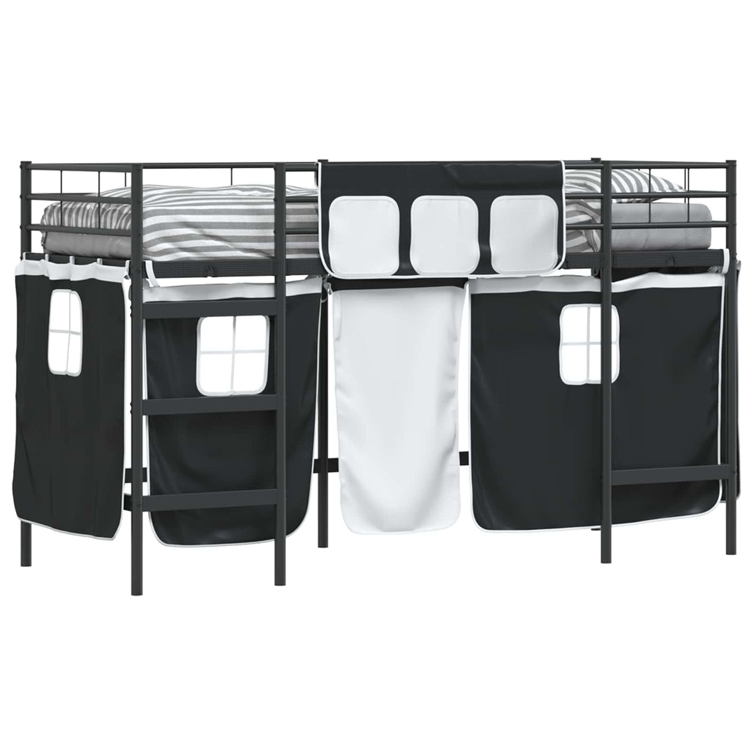 Kids'loftseng med gardiner Sort 90 x 190 cm