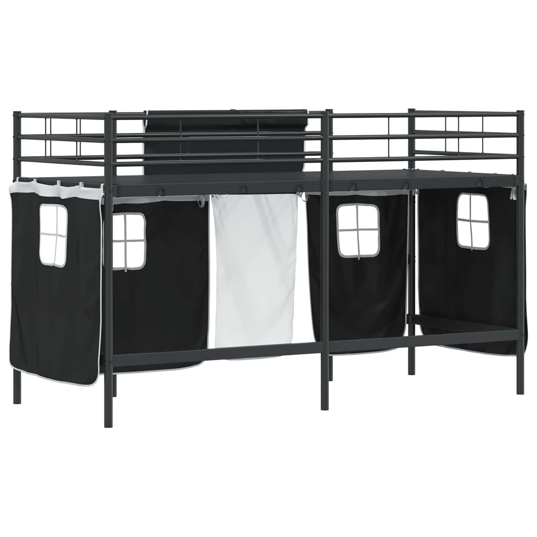 Kids'loftseng med gardiner Sort 90 x 190 cm