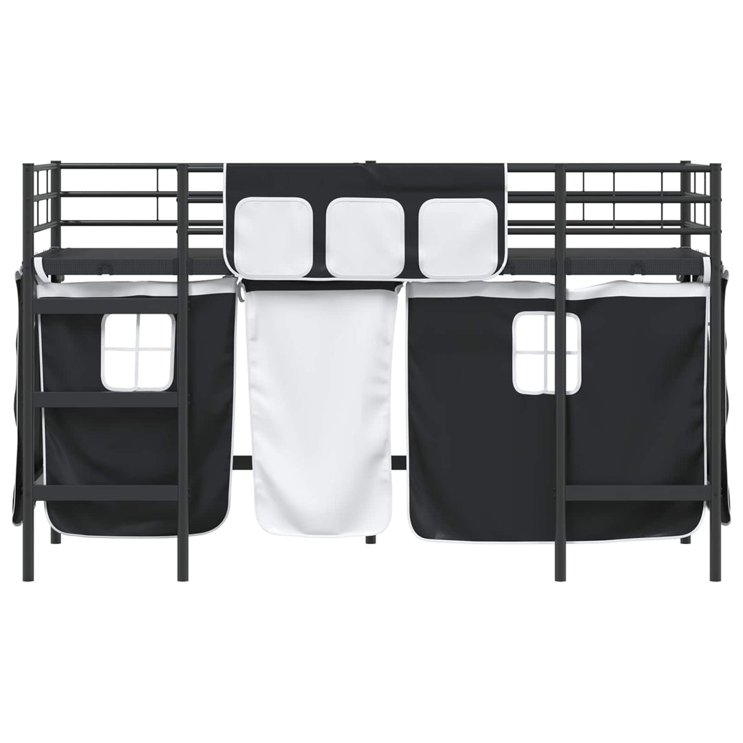 Kids'loftseng med gardiner Sort 90 x 190 cm