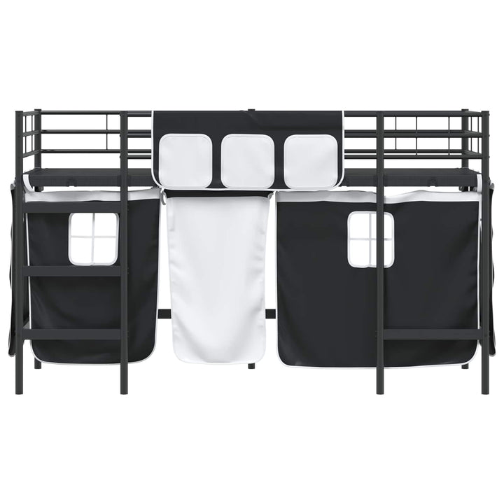 Kids'loftseng med gardiner Sort 90 x 190 cm