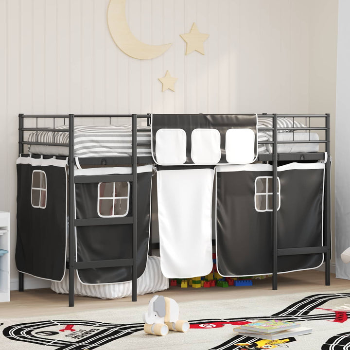 Kids'loftseng med gardiner Sort 100 x 190 cm