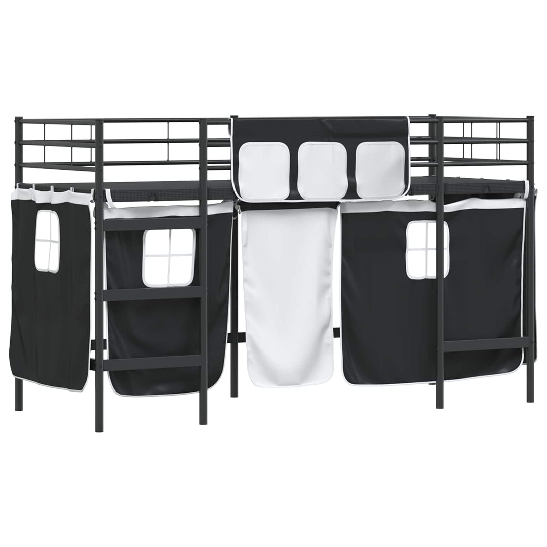 Kids'loftseng med gardiner Sort 100 x 190 cm