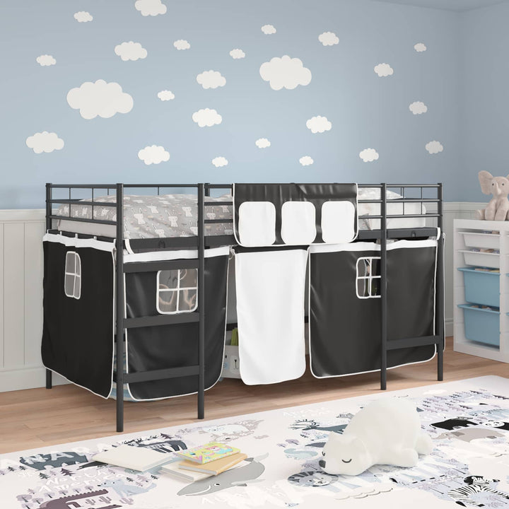 Kids'loftseng med gardiner Sort 107 x 200 cm