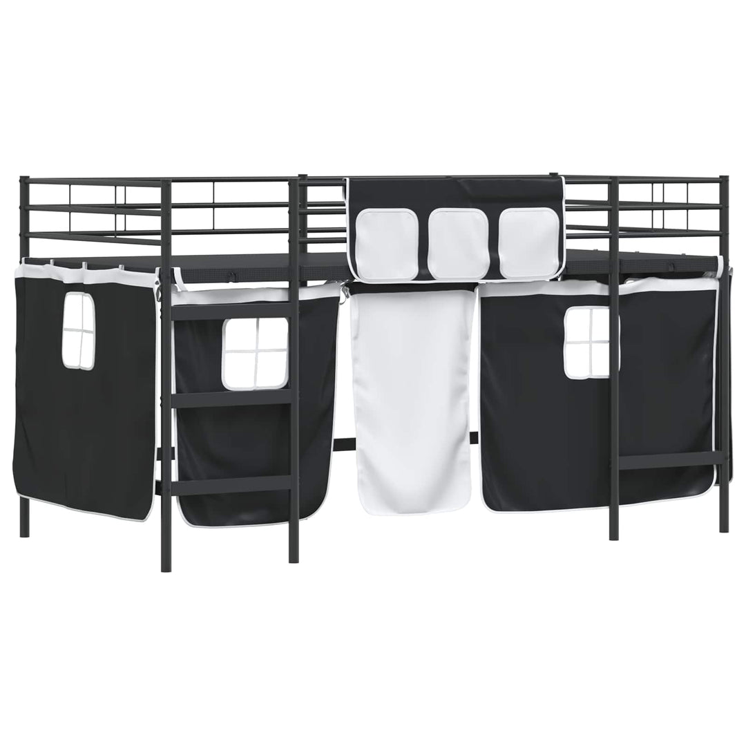 Kids'loftseng med gardiner Sort 107 x 200 cm