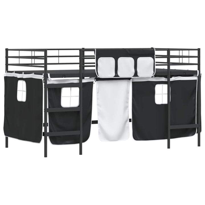 Kids'loftseng med gardiner Sort 107 x 200 cm