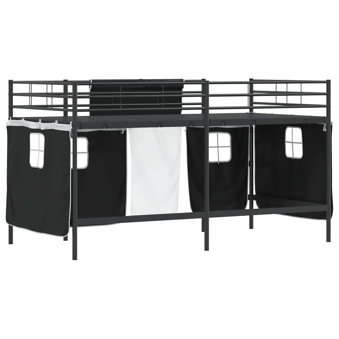 Kids'loftseng med gardiner Sort 107 x 200 cm