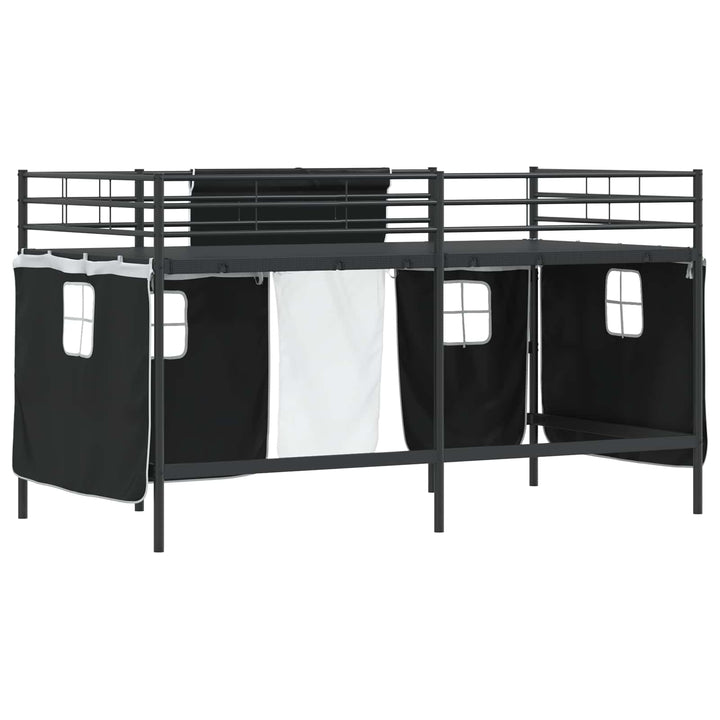 Kids'loftseng med gardiner Sort 107 x 200 cm