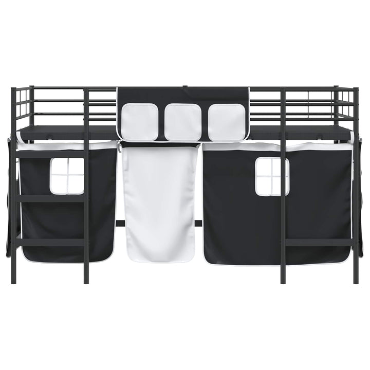 Kids'loftseng med gardiner Sort 107 x 200 cm