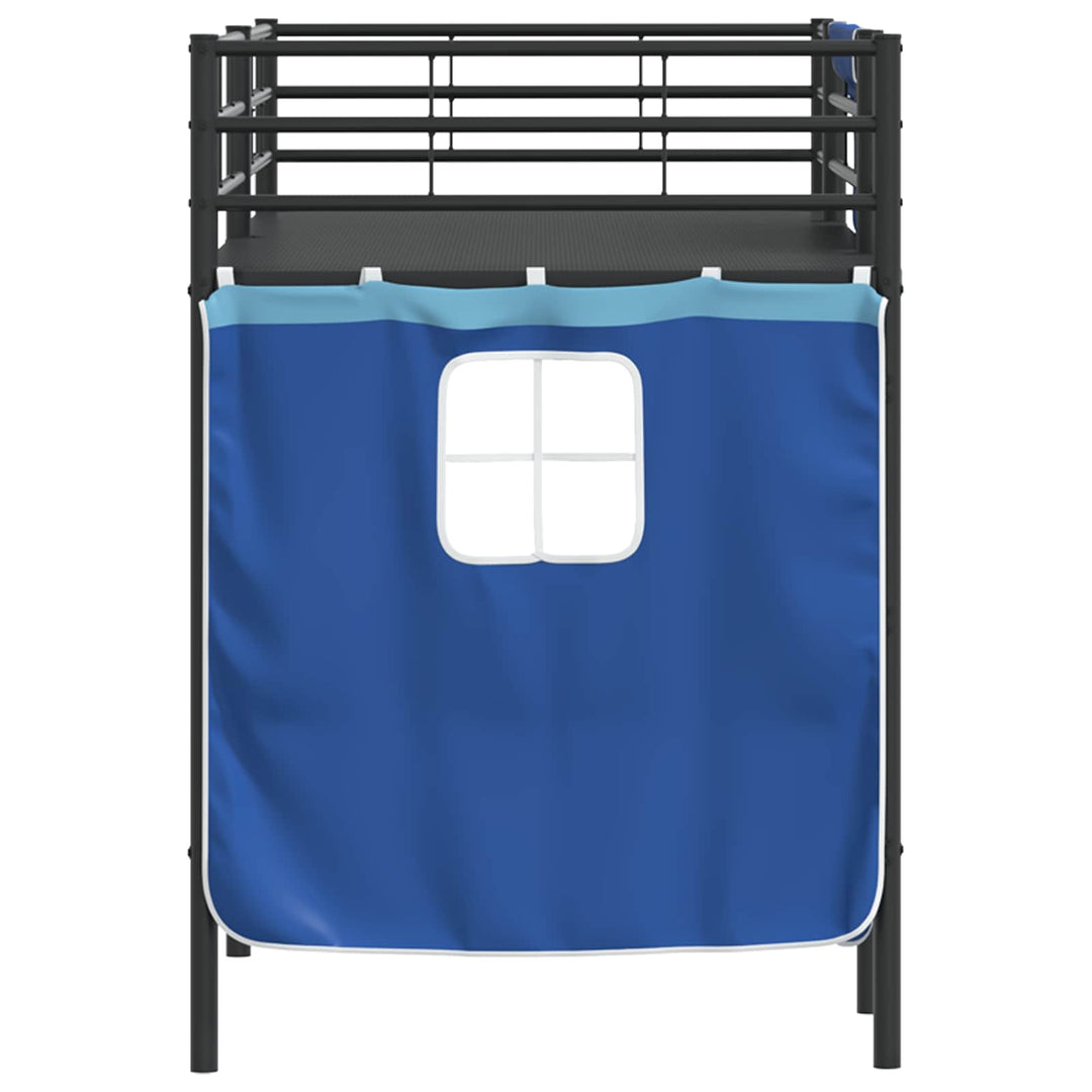 Kids'loftseng med gardiner Sort og Blå 75 x 190 cm