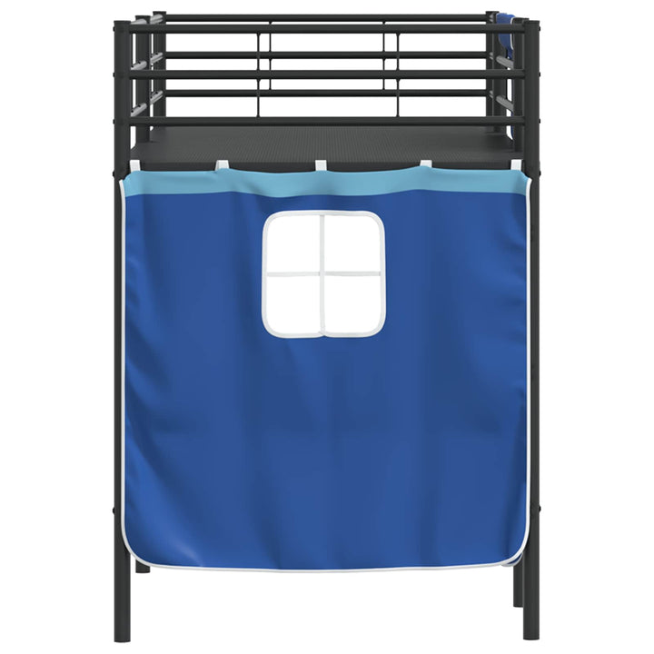 Kids'loftseng med gardiner Sort og Blå 75 x 190 cm