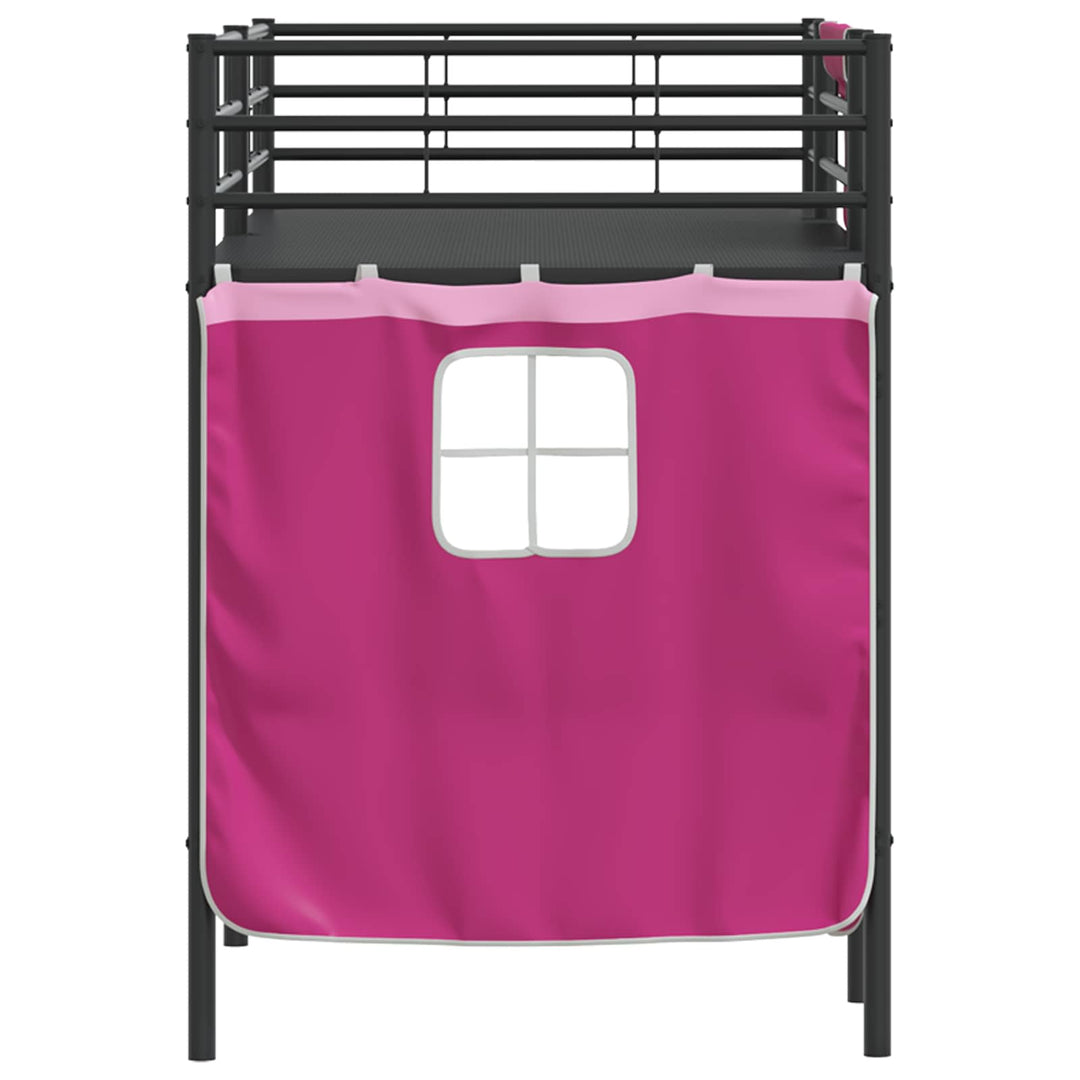 Kids'loftseng med gardiner Sort og Lyserød 75 x 190 cm