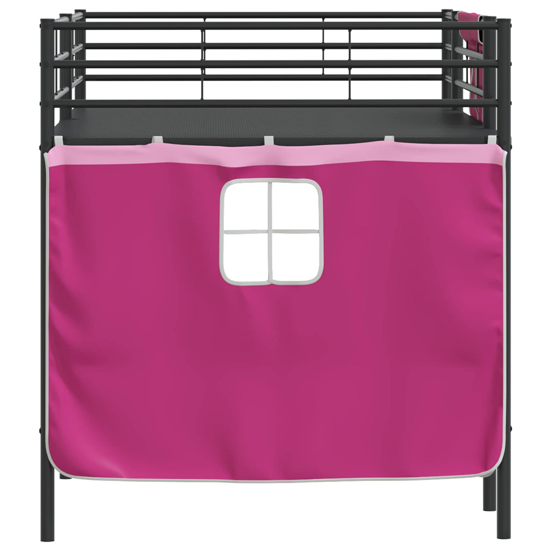 Kids'loftseng med gardiner Sort og Lyserød 80 x 200 cm