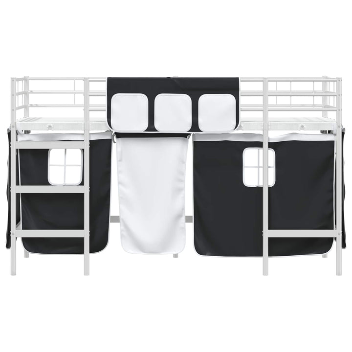 Kids'loftseng med gardiner Hvid og sort 75 x 190 cm