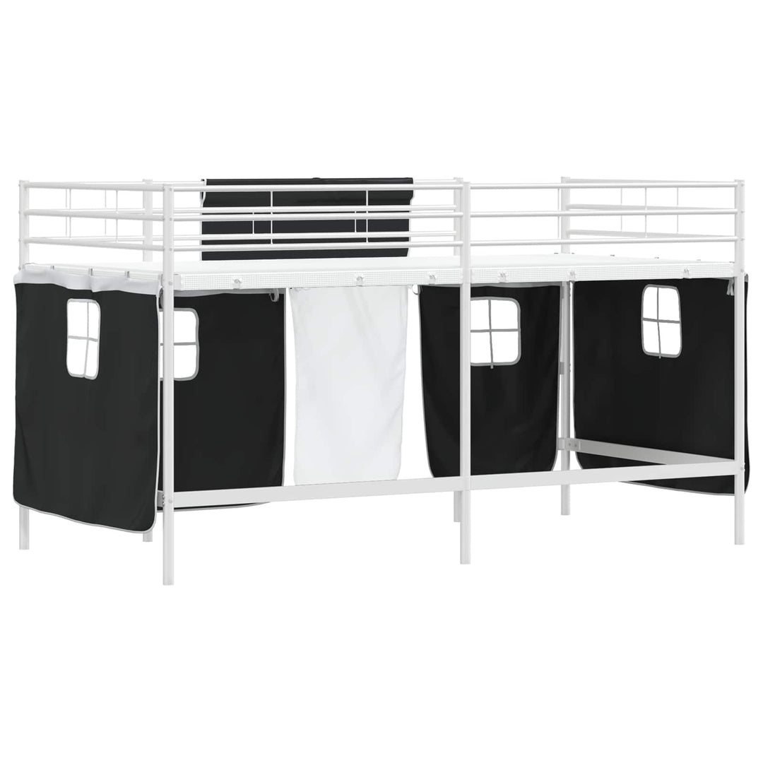 Kids'loftseng med gardiner Ensfarvet Hvid og sort 80 x 200 cm