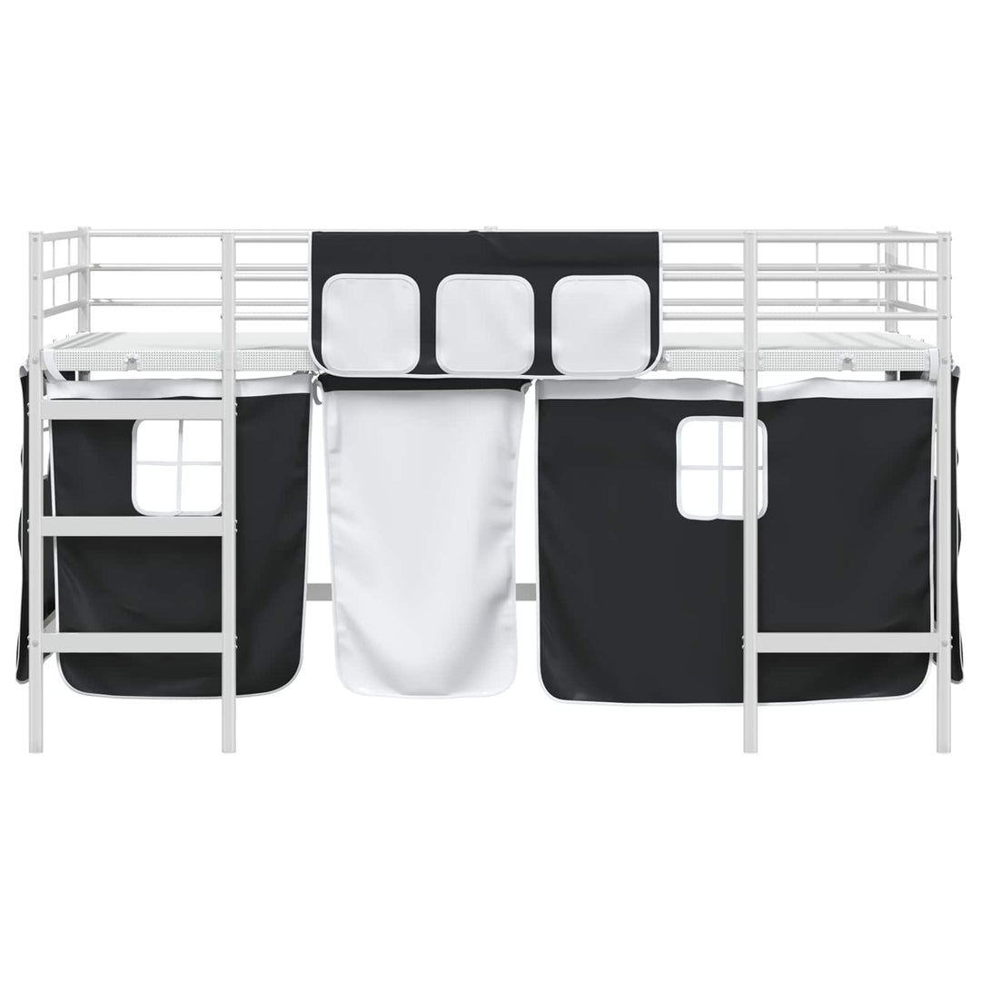 Kids'loftseng med gardiner Ensfarvet Hvid og sort 80 x 200 cm