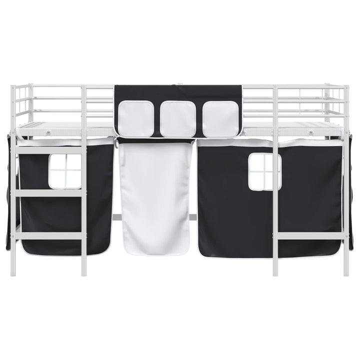 Kids'loftseng med gardiner Ensfarvet Hvid og sort 80 x 200 cm