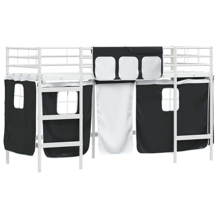Kids'loftseng med gardiner Hvid og sort 100 x 190 cm