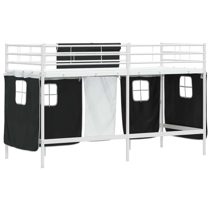 Kids'loftseng med gardiner Hvid og sort 100 x 190 cm