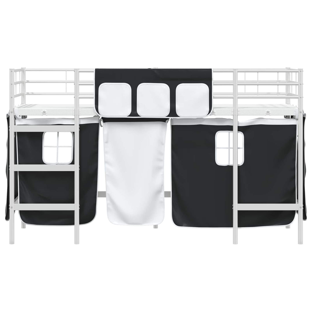 Kids'loftseng med gardiner Hvid og sort 100 x 190 cm