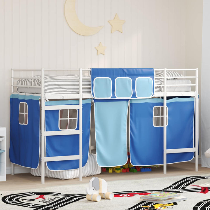 Kids'loftseng med gardiner Hvid og Blå 75 x 190 cm