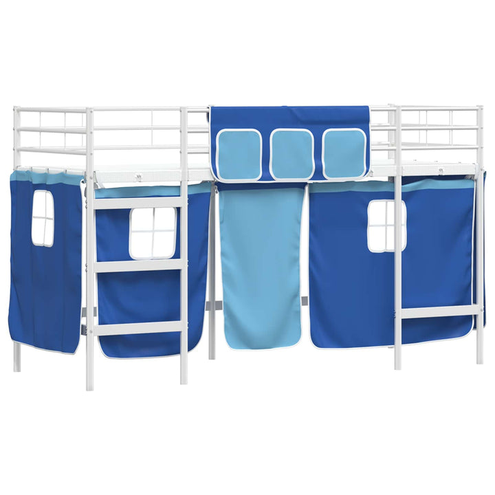 Kids'loftseng med gardiner Hvid og Blå 75 x 190 cm