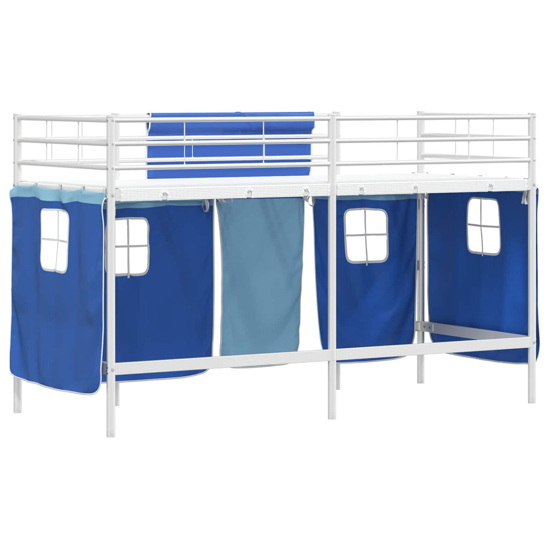 Kids'loftseng med gardiner Hvid og Blå 75 x 190 cm