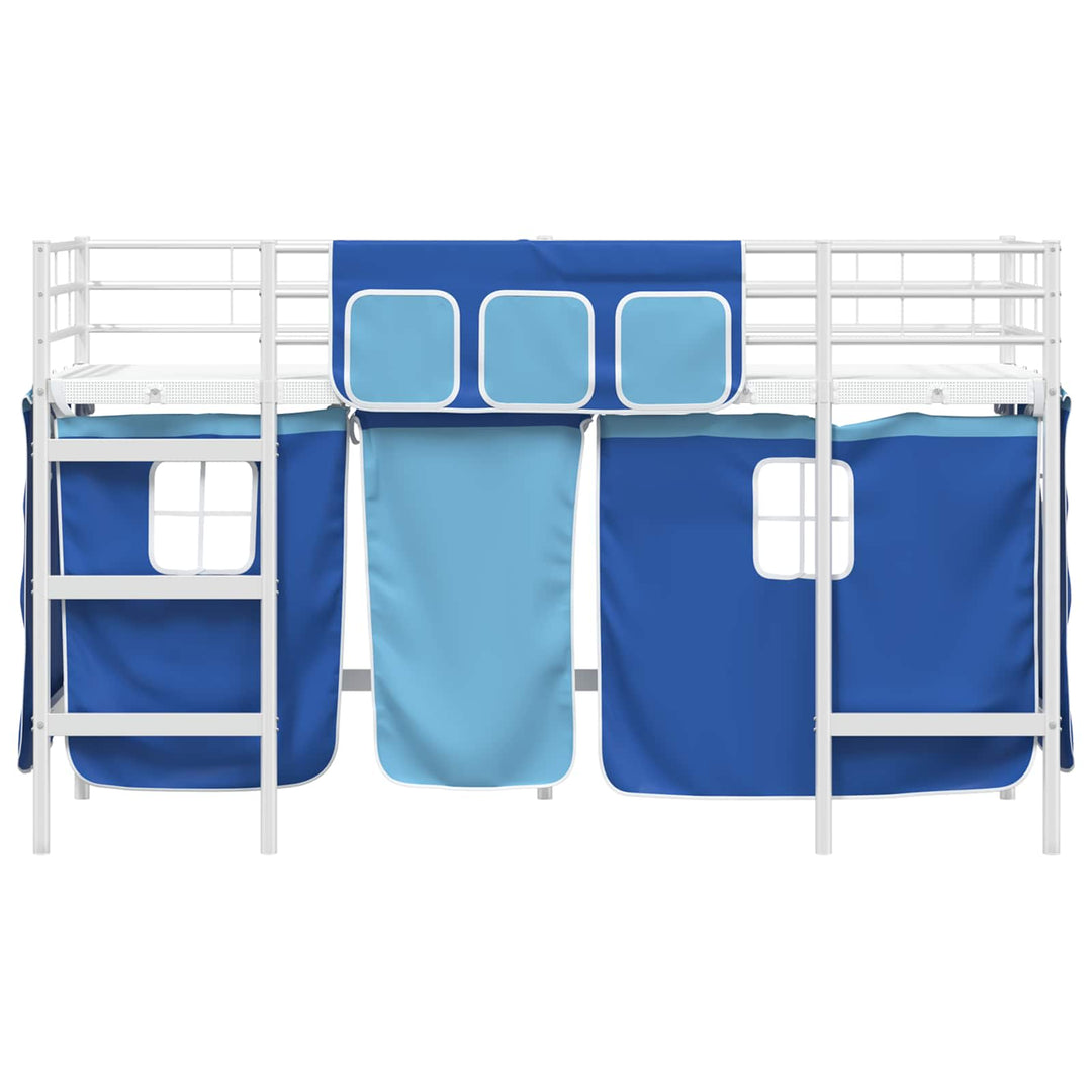 Kids'loftseng med gardiner Hvid og Blå 75 x 190 cm