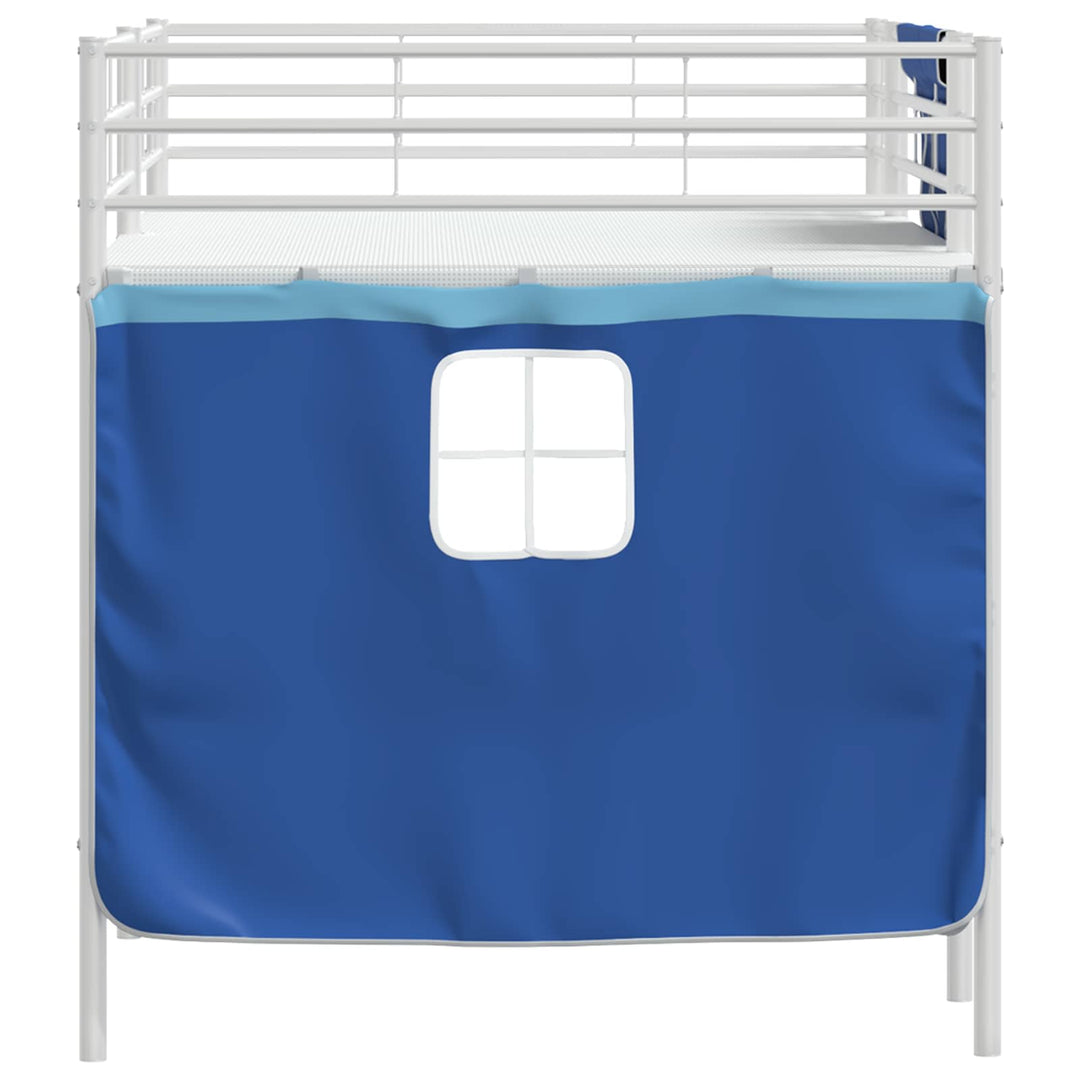 Kids'loftseng med gardiner Ensfarvet Hvid og Blå 90 x 200 cm