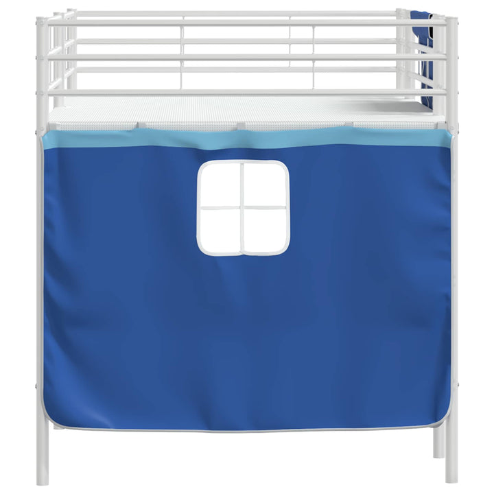 Kids'loftseng med gardiner Ensfarvet Hvid og Blå 90 x 200 cm