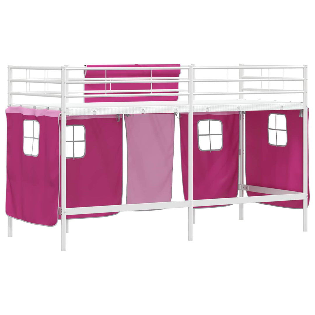 Kids'loftseng med gardiner Hvid og lyserød 75 x 190 cm