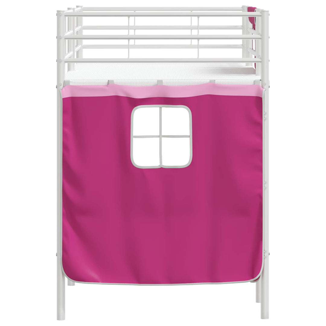 Kids'loftseng med gardiner Hvid og lyserød 75 x 190 cm