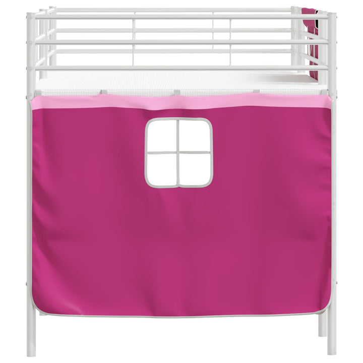 Kids'loftseng med gardiner Hvid og lyserød 80 x 200 cm