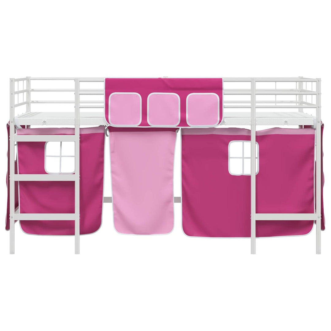 Kids'loftseng med gardiner Hvid og lyserød 90 x 200 cm