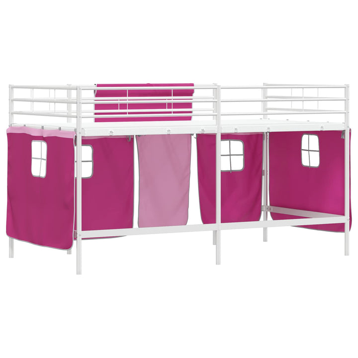 Kids'loftseng med gardiner Hvid og lyserød 107 x 203 cm