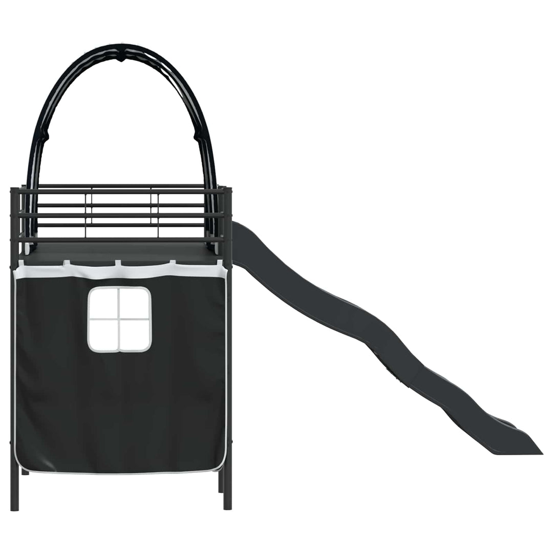 Børns Loft Seng Ramme Ensfarvet Sort 75 x 190 cm Metal