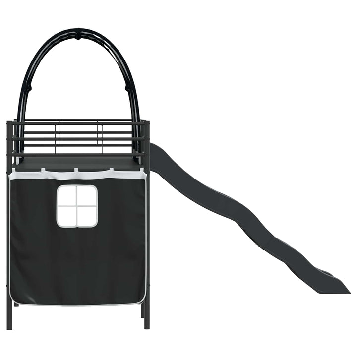 Børns Loft Seng Ramme Ensfarvet Sort 75 x 190 cm Metal