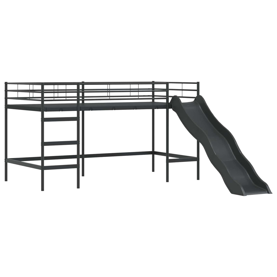 Børns Loft Seng Ramme Sort 80 x 200 cm Metal