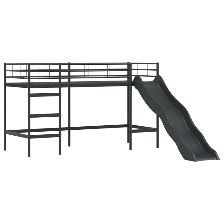 Børns Loft Seng Ramme Sort og Blå 75 x 190 cm Metal