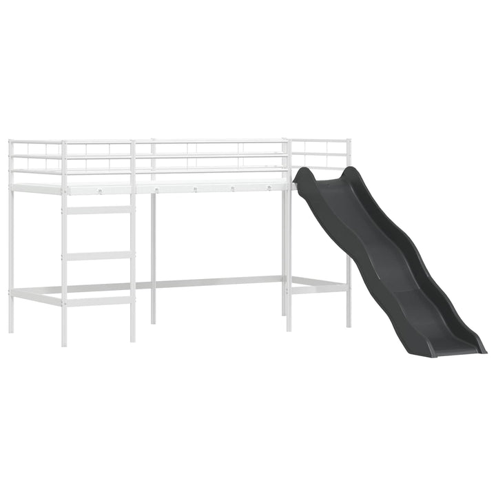 Børns Loft Seng Ramme Hvid og sort 75 x 190 cm Metal