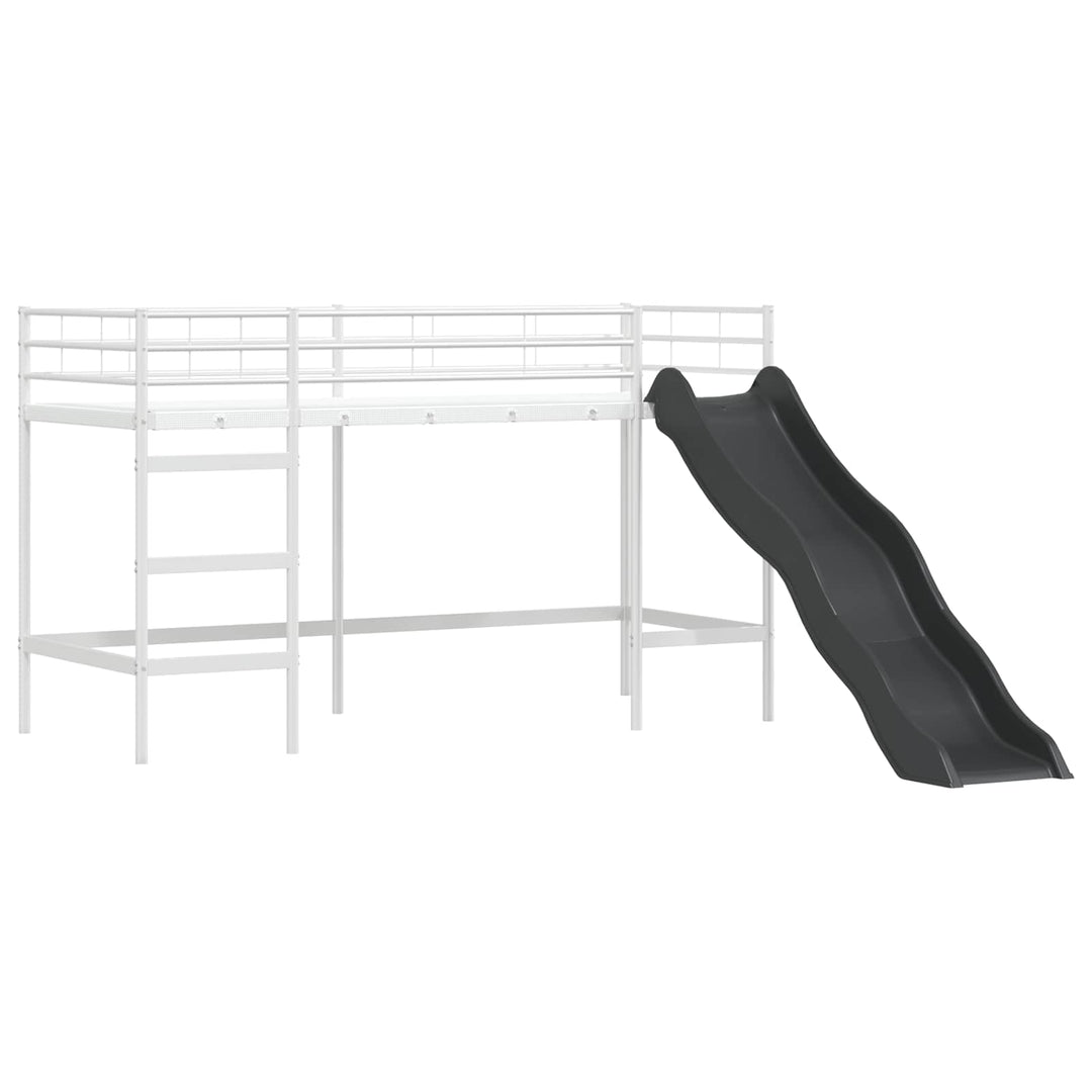 Børns Loft Seng Ramme Hvid og Blå 75 x 190 cm Metal