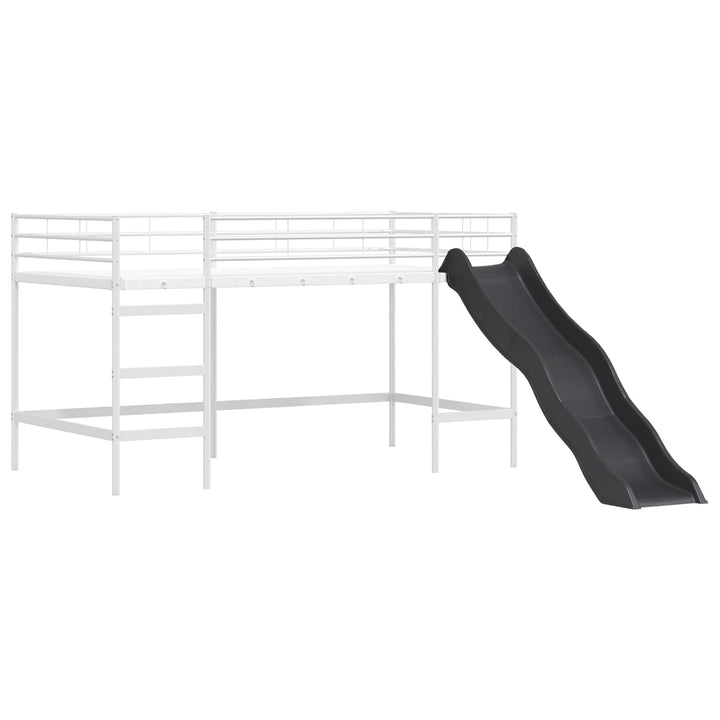 Børns Loft Seng Ramme Hvid og Blå 90 x 200 cm Metal