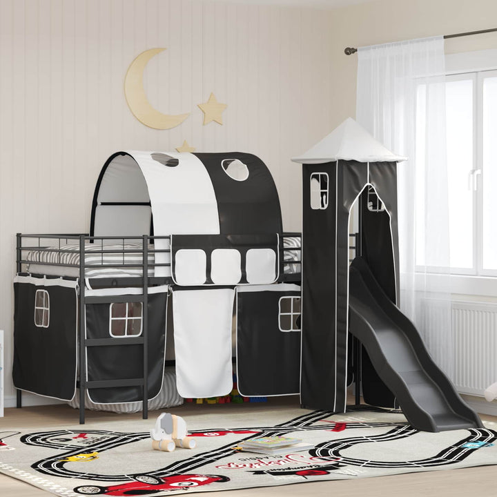 Børns Loft Seng Ramme Sort 100 x 200 cm Metal