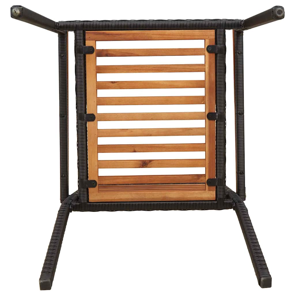 Have stapelstole 4 stk. Brun og sort Solid akacietræ, PE rattan