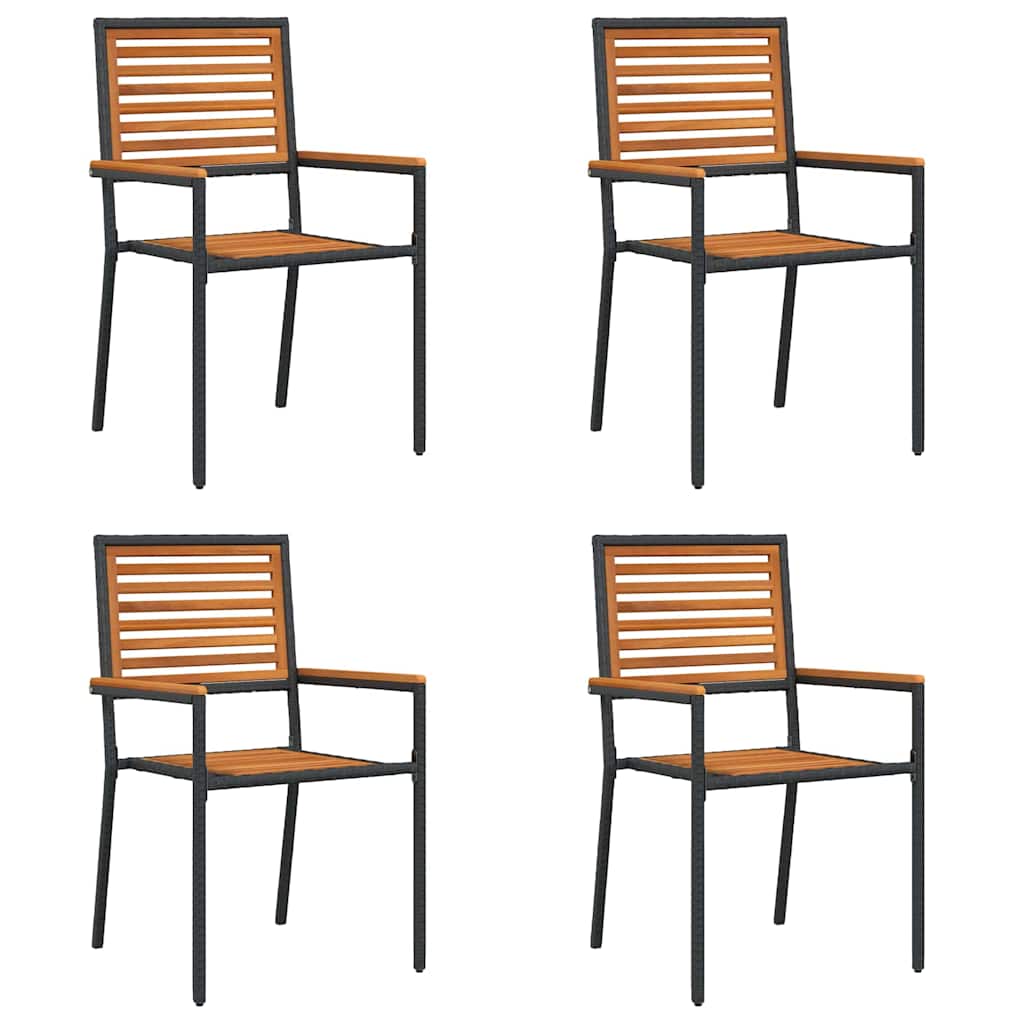 Have stapelstole 4 stk. Brun og sort Solid akacietræ, PE rattan