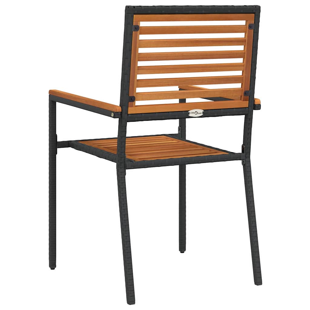 Have stapelstole 4 stk. Brun og sort Solid akacietræ, PE rattan