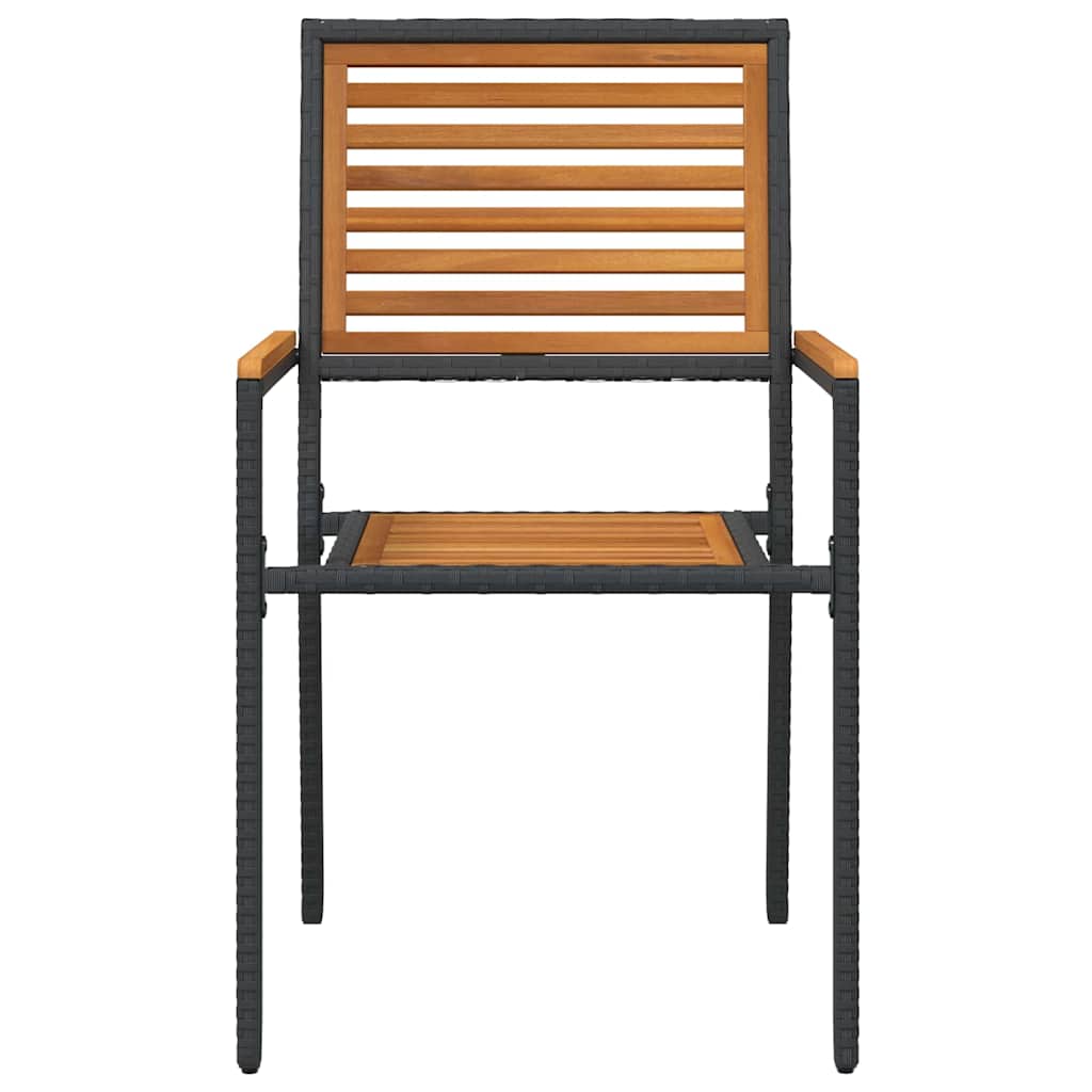 Have stapelstole 4 stk. Brun og sort Solid akacietræ, PE rattan