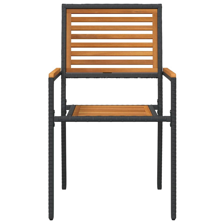 Have stapelstole 4 stk. Brun og sort Solid akacietræ, PE rattan