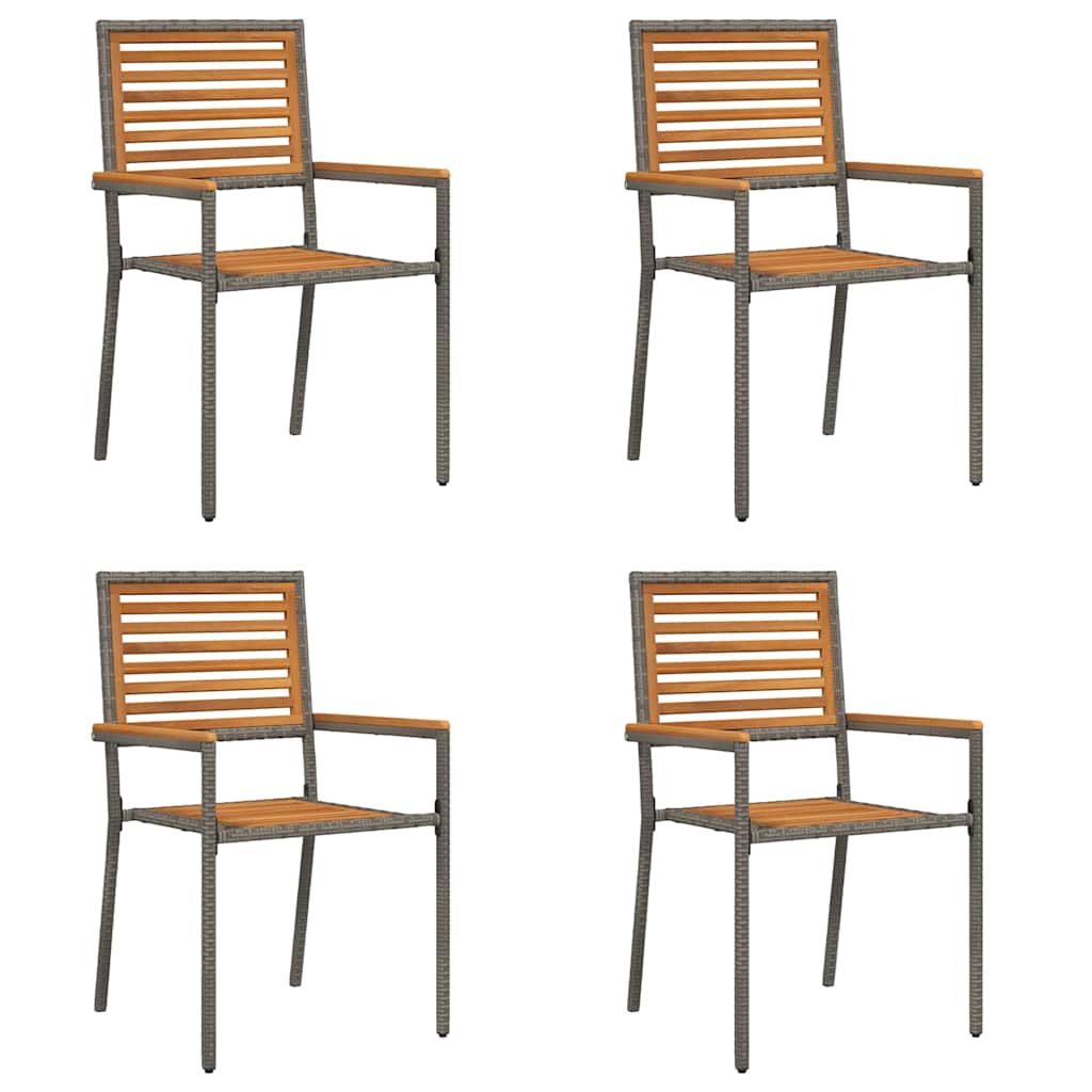 Have stapelstole 4 stk. Brun og grå Solid akacietræ, PE rattan