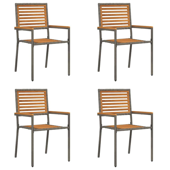 Have stapelstole 4 stk. Brun og grå Solid akacietræ, PE rattan